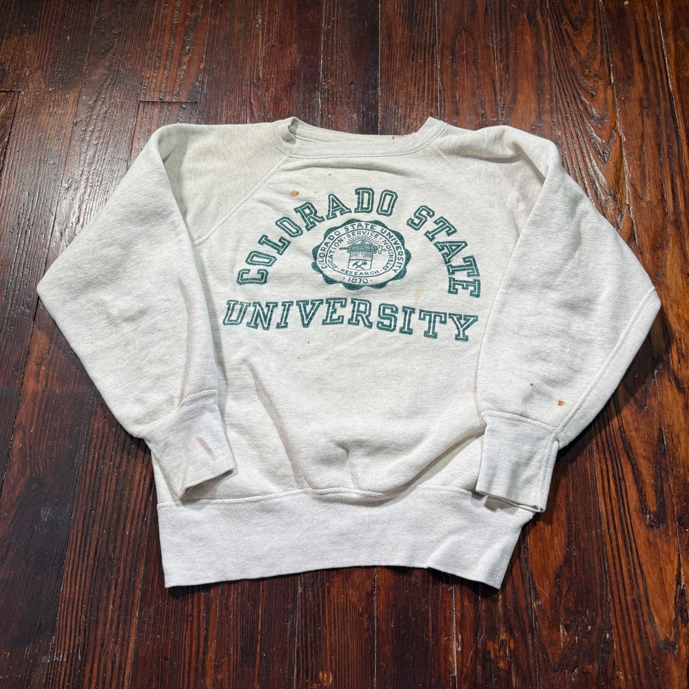 Vintage 50s Champion Sweatshirt Mens L Gray Colorado State University Runner Tag